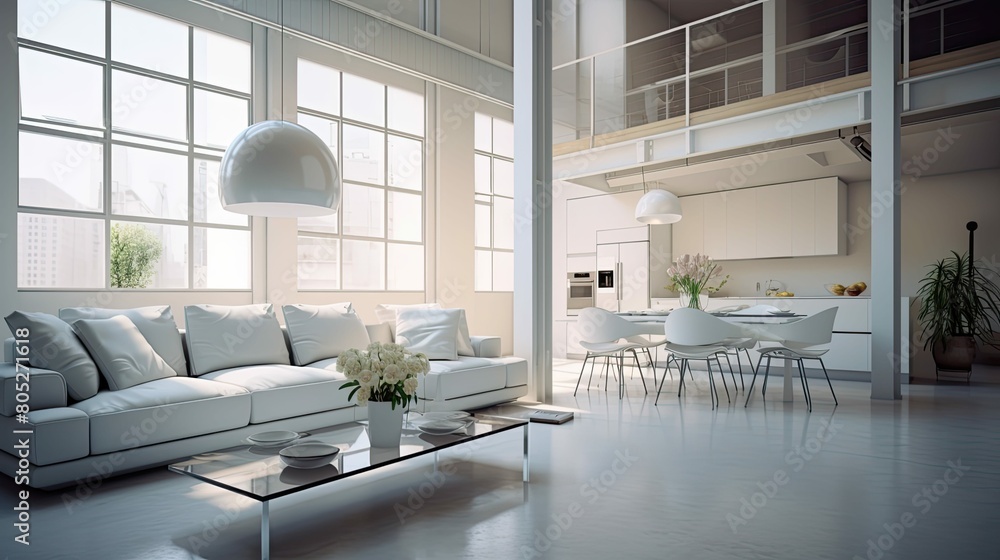 Fototapeta premium soft blurred loft apartment interior