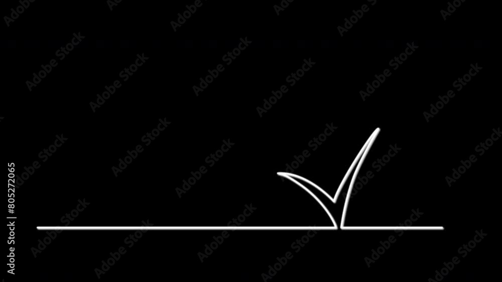 Check mark self drawing animation. Black background. Check mark self drawing animation. Black background.