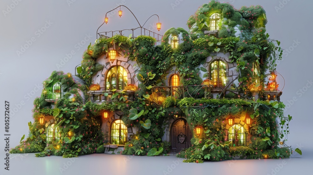 Fototapeta premium A large, green building with many windows and a roof