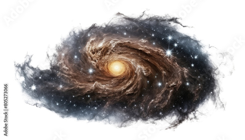 black gold galaxy isolated on transparent background cutout
