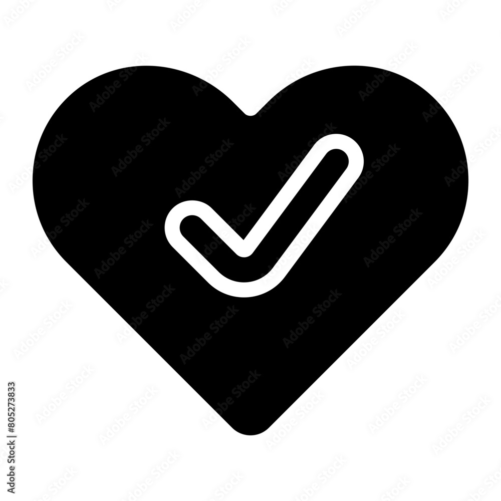 love with check sign glyph icon love with check sign glyph icon