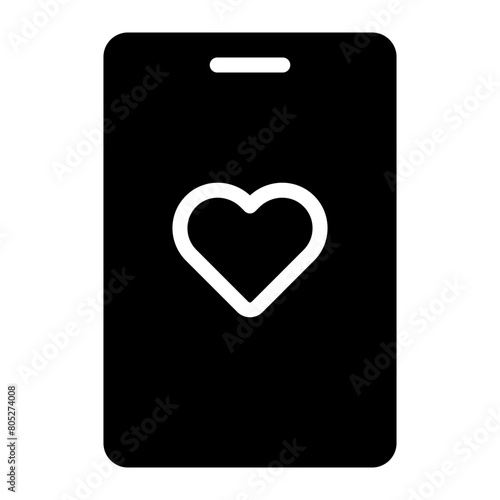 smartphone with love sign glyph icon