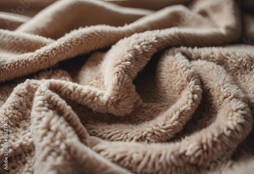Cozy and Textured Beige Fleece Blanket Close-Up