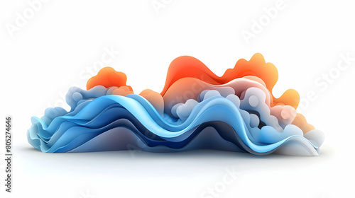 3D Flat Weather Wave Banner Depicting El Ni?o's Influence on Financial Growth and Innovation in Abstract Design, Isolated White Background