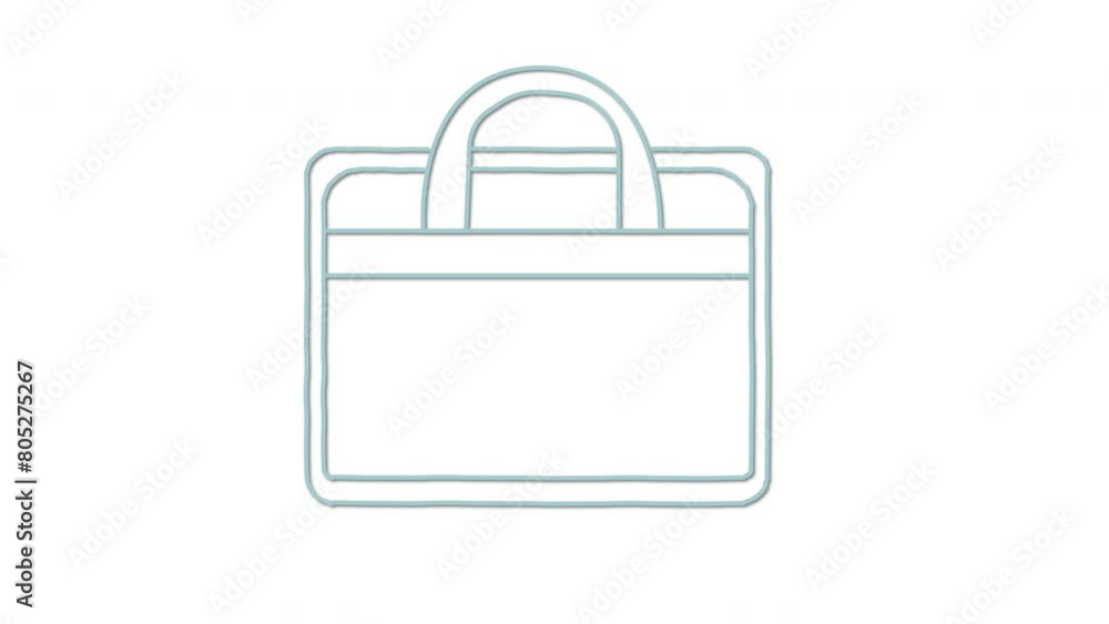 Bag, briefcase outline self drawing animation. Blue line animated on white background. Bag, briefcase outline self drawing animation. Blue line animated on white background.