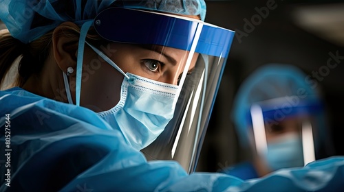 isolation nurse in personal protective equipment photo