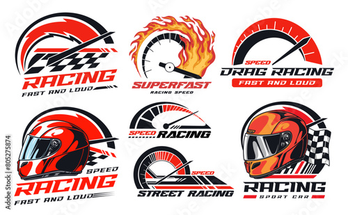 Street racing colorful set flyers