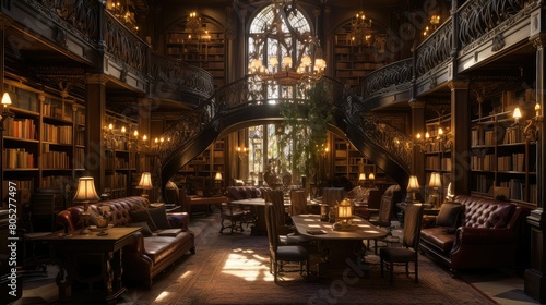 elegant library interior © vectorwin