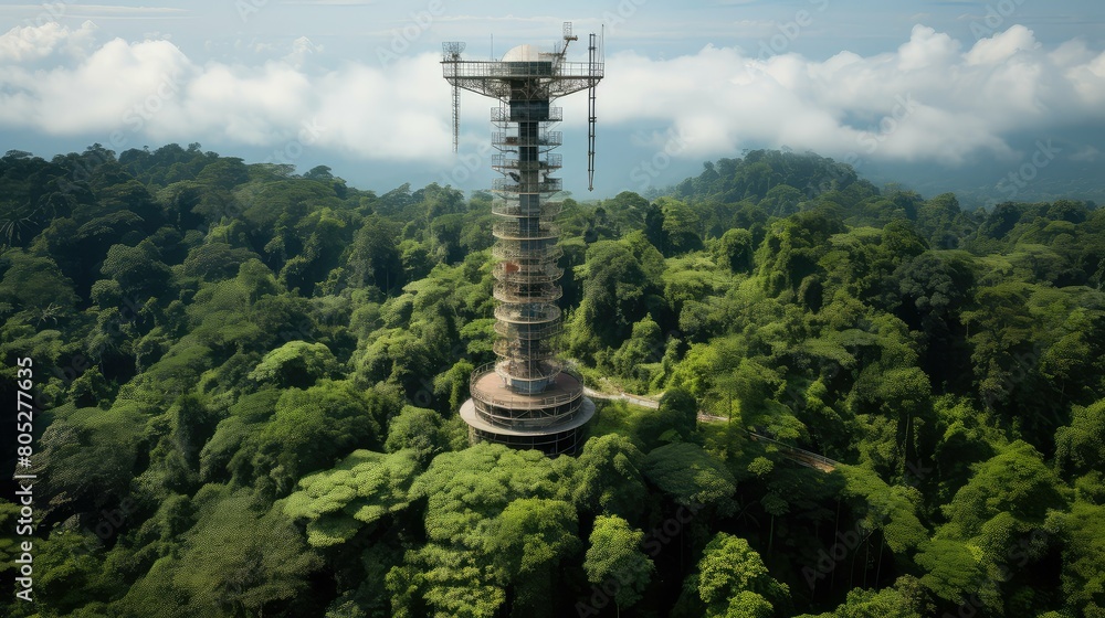 Obraz premium forest antenna tower
