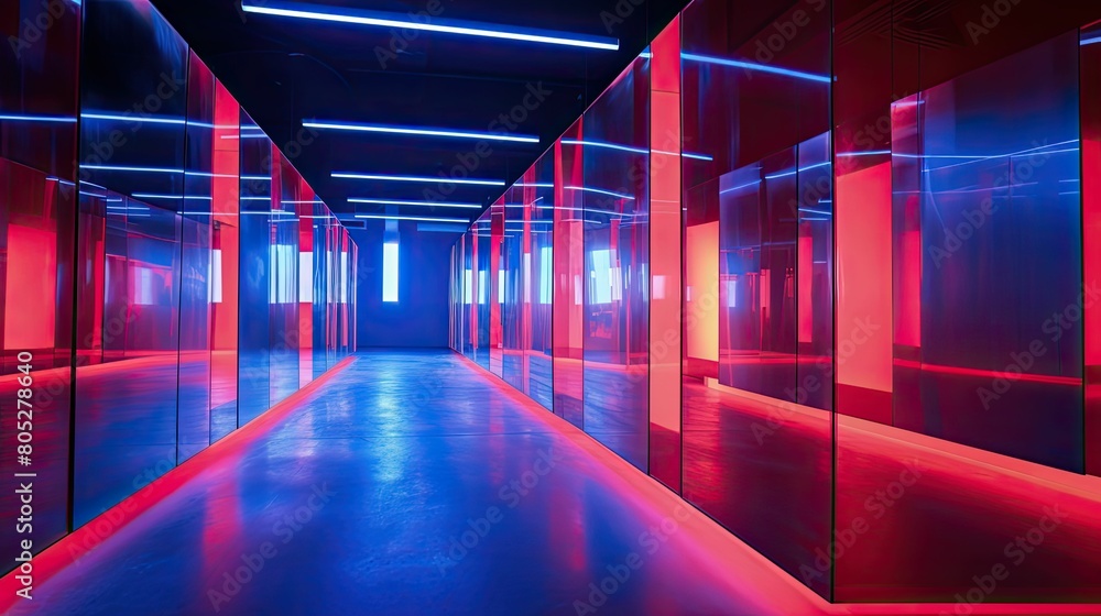 futuristic red and blue light