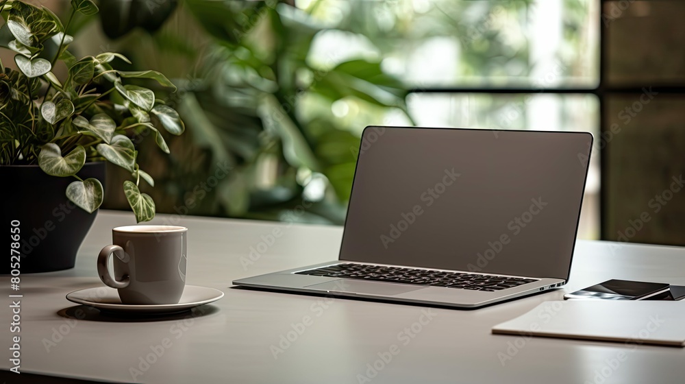 Fototapeta premium office gray table top