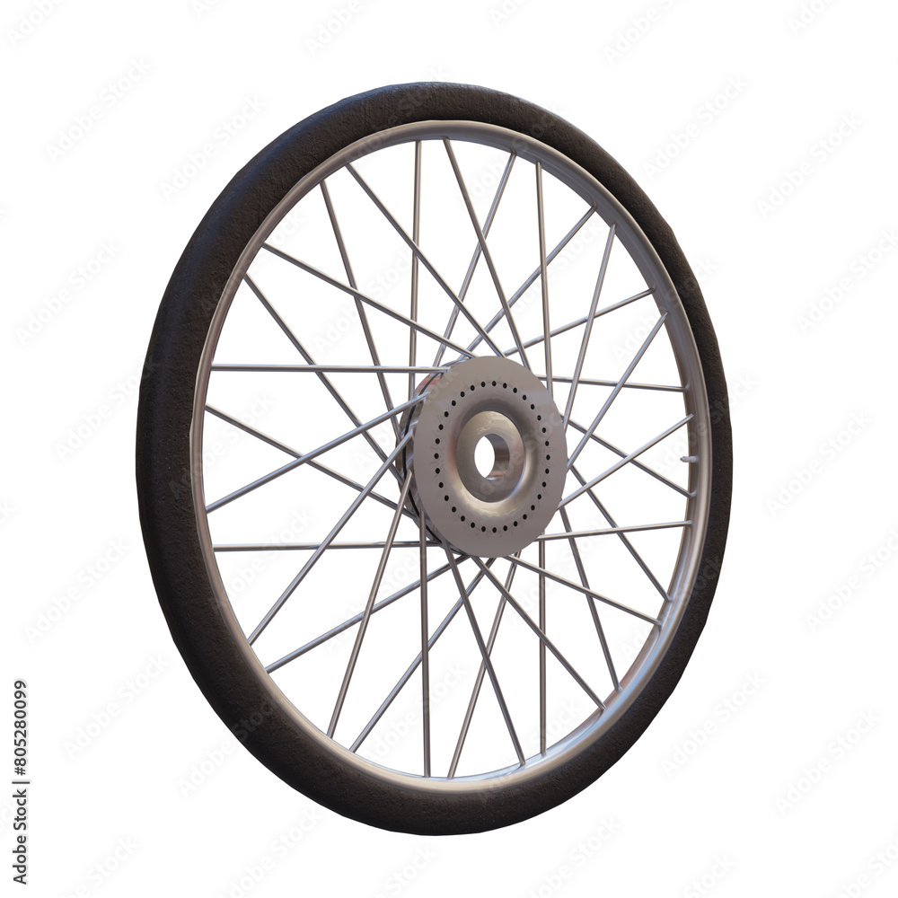 3d render bicycle tire with rim transparent background