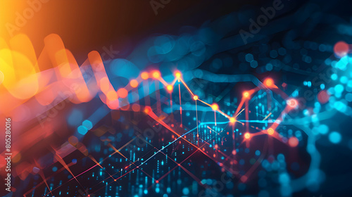 Financial Growth and Innovation: Prosperity Plot Climbing Over Abstract Hurdles in a Financial Chart Symbolizing Overcoming Challenges