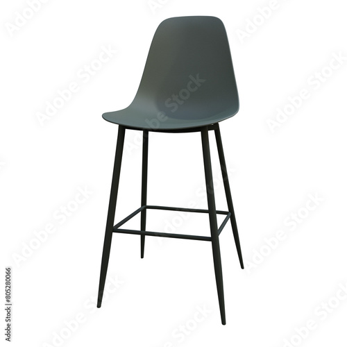 3d render white counter stool transparent backrgound