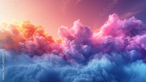 A colorful cloud filled with pink, blue, and yellow clouds
