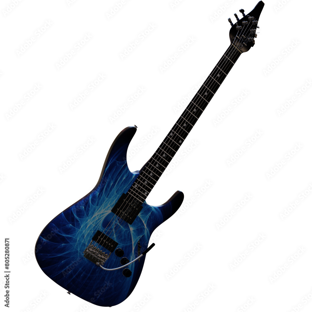 Fototapeta premium 3d render blue guitar with transparent background
