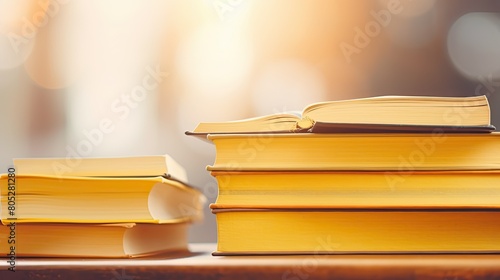 books blurred yellow background
