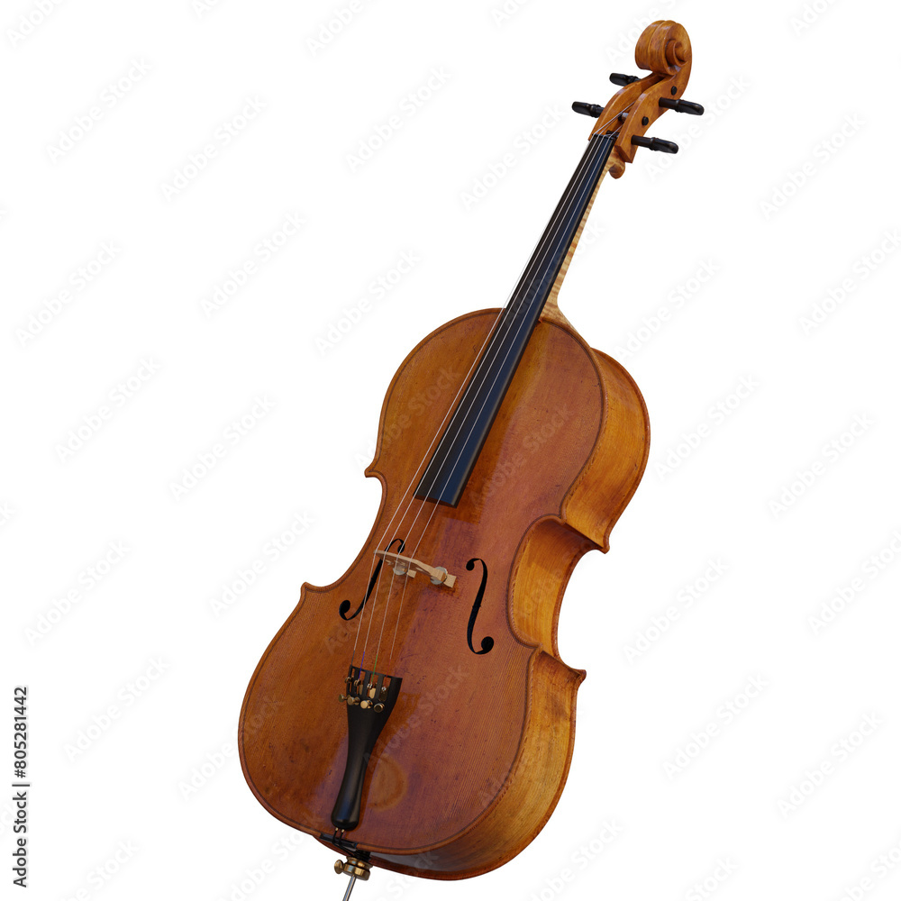 Fototapeta premium 3d render e cello violin with transparent background