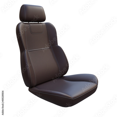 3d render leather car seat with transparent background