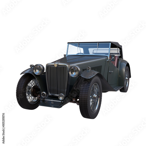 3d render retro sport car with transparent background