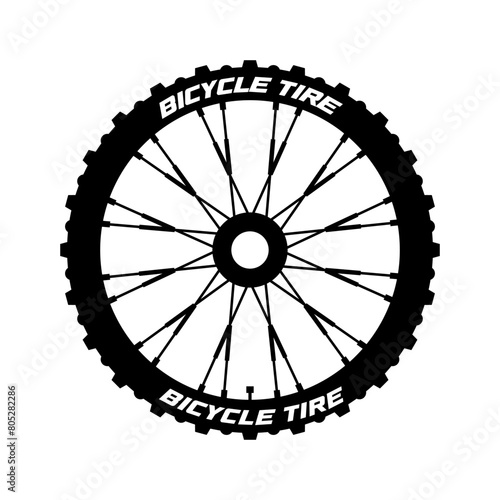 Mountain bicycle tire flat vector icon on white background