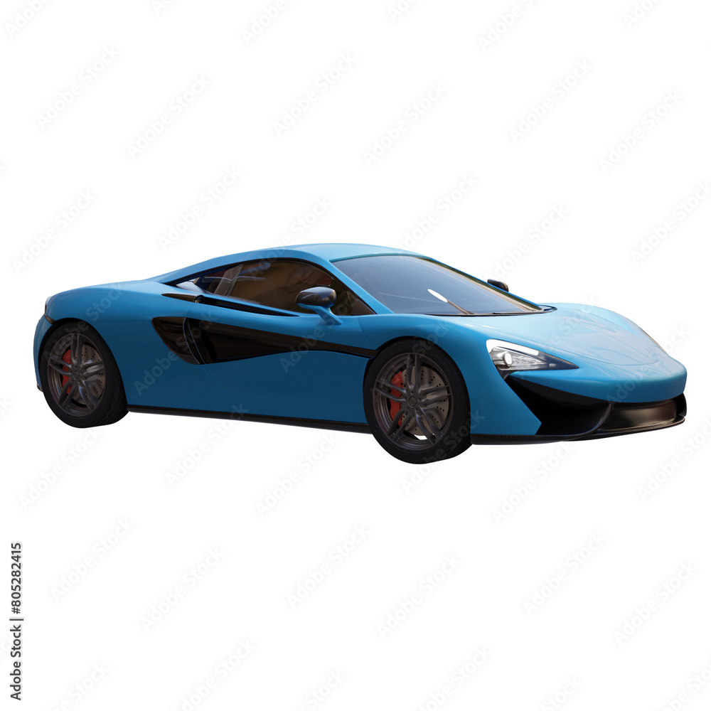 3d render sports blue car with transparent background