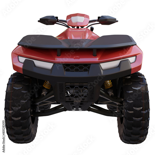 3d render red quadricycle with transparent background photo