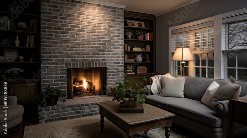 fireplace gray brick