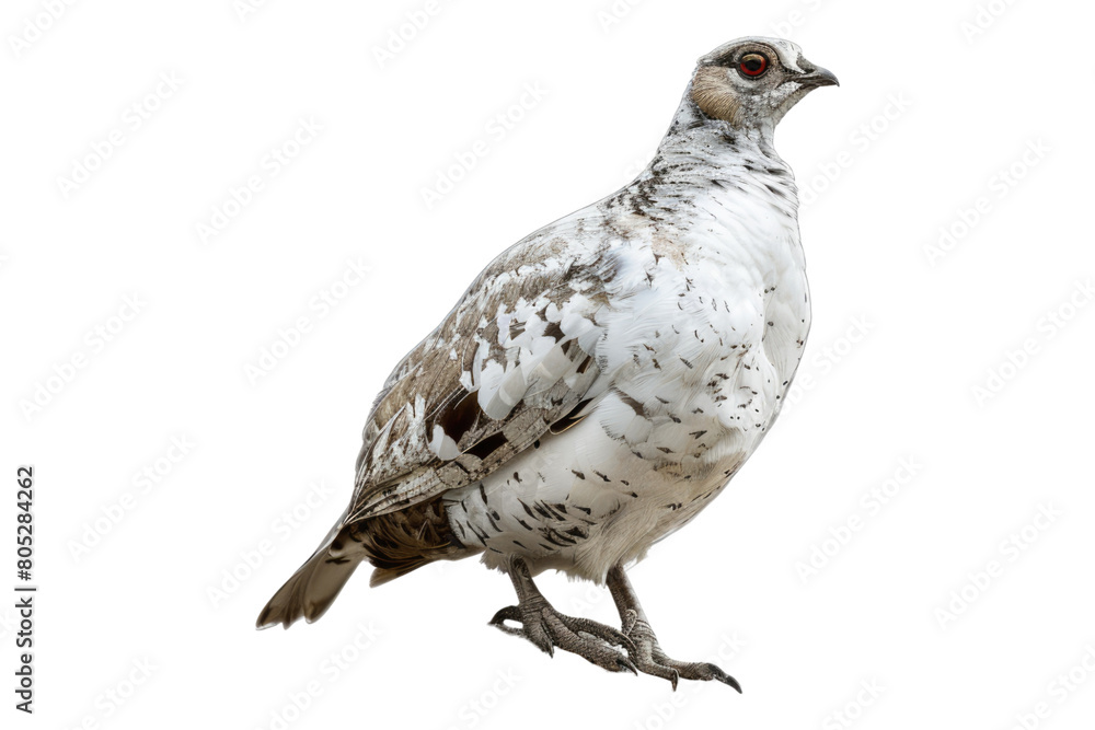 Fototapeta premium Resilient rock ptarmigan in natural spleen isolated on transparent background