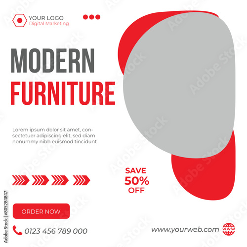 Furniture sale social media and instagram post template banner