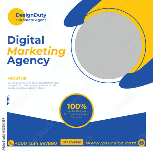 Digital marketing social media and instagram post template banner