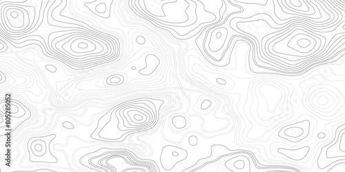 Gray topographic line contour map background, geographic grid map, Vector seamless background with texture topographic contour line,  photo