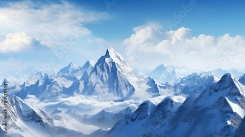 mountain white and blue