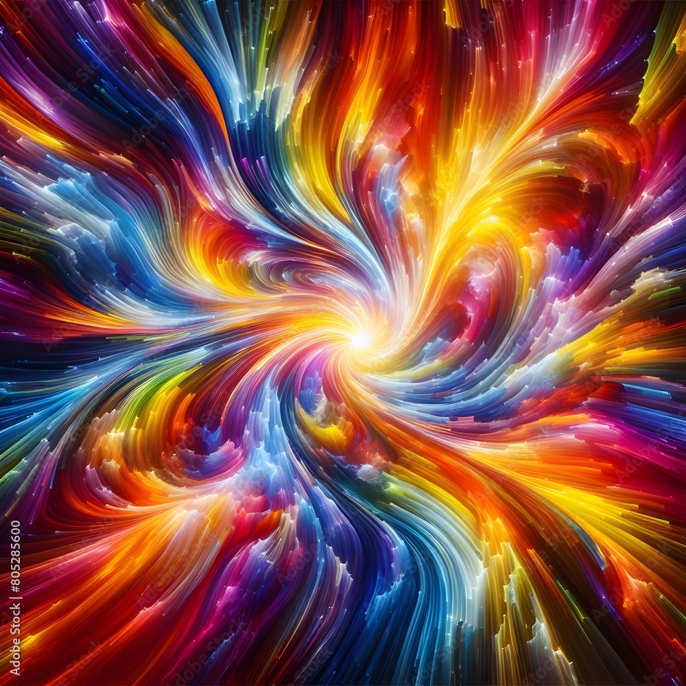 Rainbow Rapture characterized by abstract colorful shapes cascading and intertwining in a radiant display of vibrant hues and energetic patterns Rainbow Rapture characterized by abstract colorful shapes cascading and intertwining in a radiant display of vibrant hues and energetic patterns