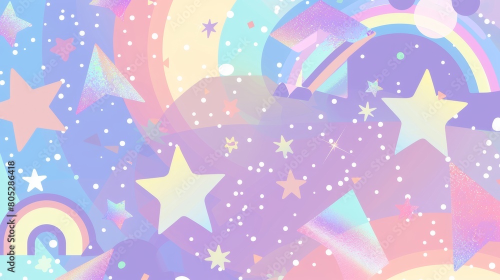 A pastel rainbow colored background with iridescent geometric shapes and sparkles. The background is a soft purple color that transitions into light blue at the edges of the design. A pastel rainbow colored background with iridescent geometric shapes and sparkles. The background is a soft purple color that transitions into light blue at the edges of the design.