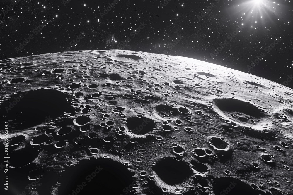 Foto de The moons surface with visible craters from ancient asteroid ...