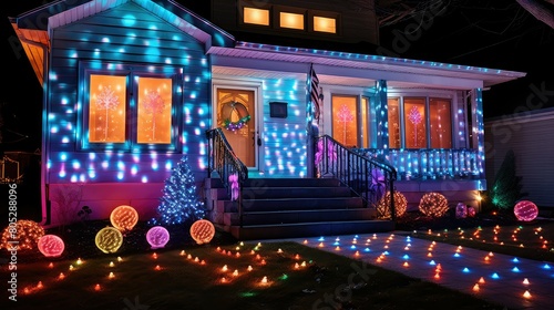 projecti holiday lights on house photo