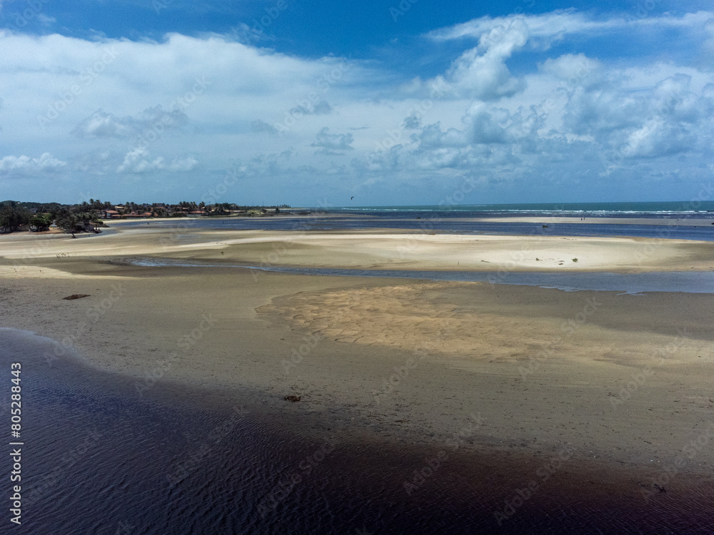 Obraz premium Where the river meets the ocean. Northeast Brazil.