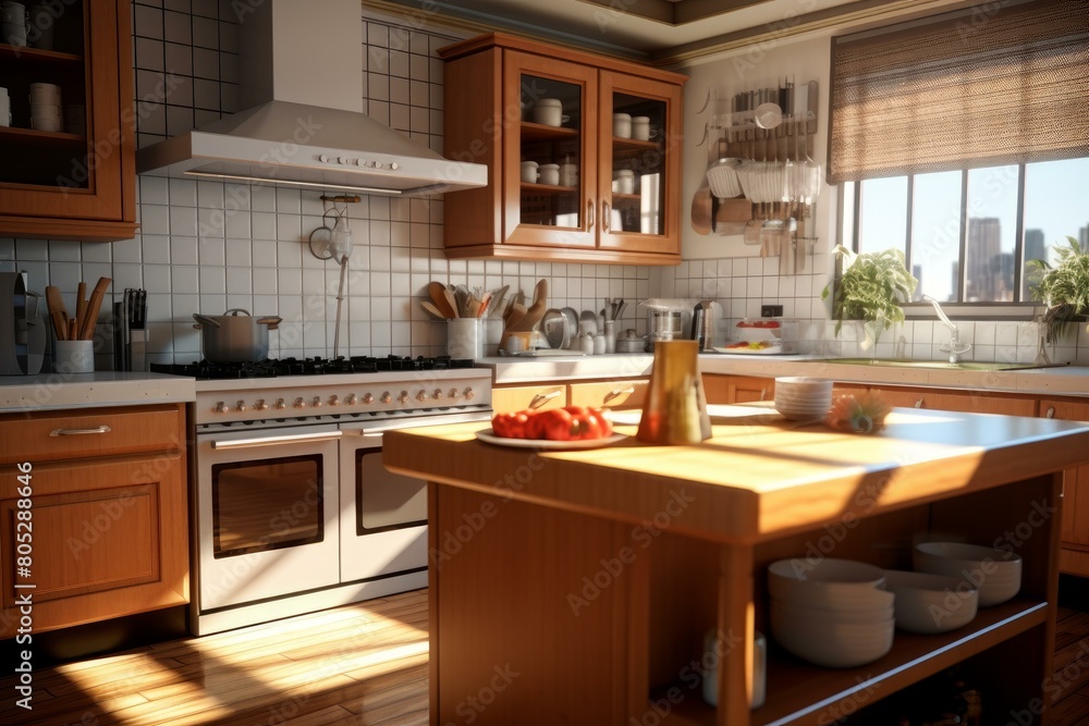 Practical Simple kitchen room. Modern design. Generate Ai Practical Simple kitchen room. Modern design. Generate Ai