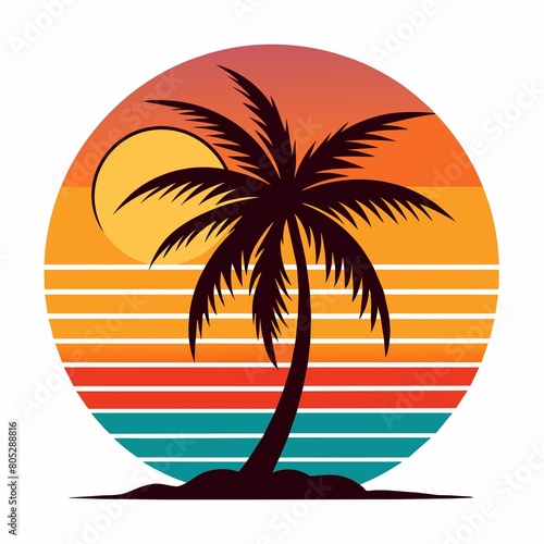 tropical island with palm trees t-shirt design