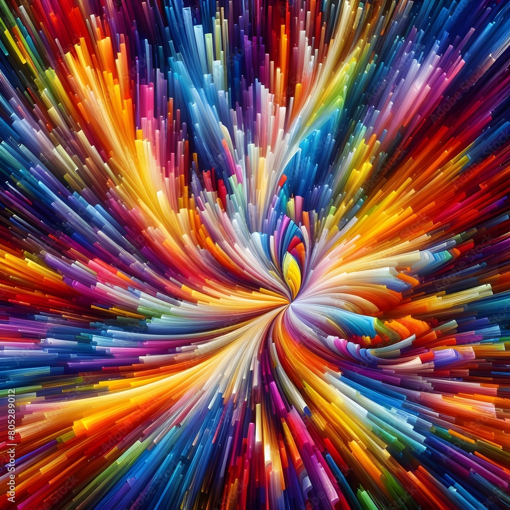 Rainbow Rapture characterized by abstract colorful shapes cascading and intertwining in a radiant display of vibrant hues and energetic patterns Rainbow Rapture characterized by abstract colorful shapes cascading and intertwining in a radiant display of vibrant hues and energetic patterns