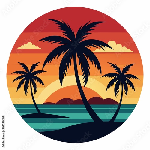 tropical island with palm trees t-shirt design