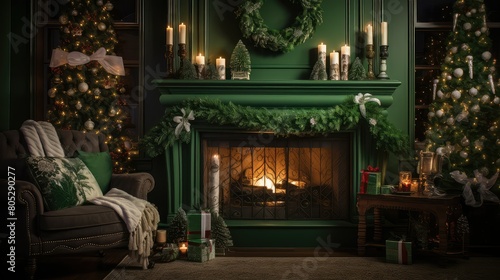 Wallpaper Mural room green christmas lights Torontodigital.ca