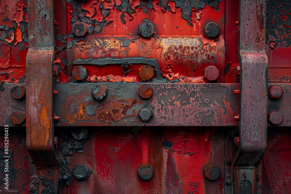 The vibrant contrast of red-hot metal against the cool steel of industrial equipment, a study in temperature and texture 