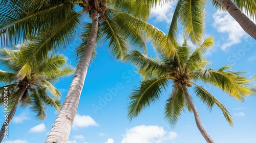branches palm trees blue sky