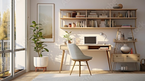 clean mid-century modern interior design © vectorwin