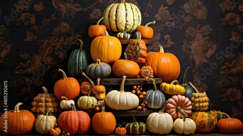 arrangement fall pumpkin background