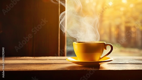 wooden yellow coffee cup