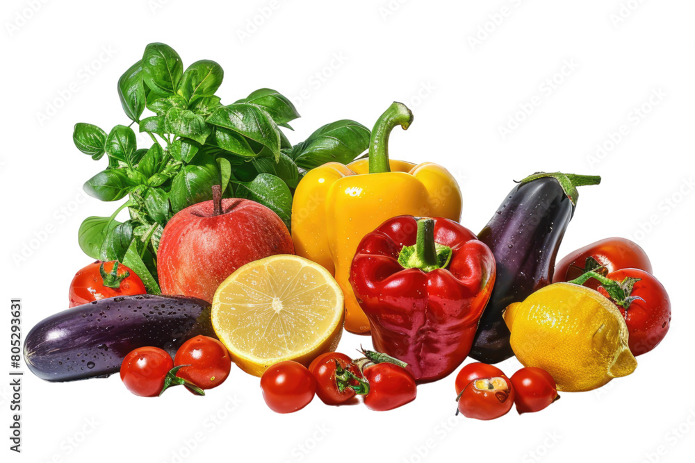 Seasonal fruit and vegetable isolated on transparent background Seasonal fruit and vegetable isolated on transparent background