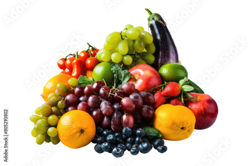 Seasonal fruit and vegetable isolated on transparent background